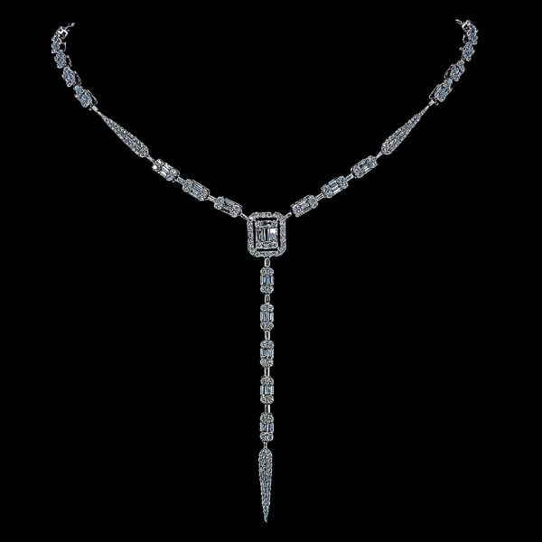 Deco Diamond Lariat Necklace