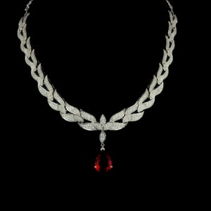 Crimson Leaf Cascade Necklace